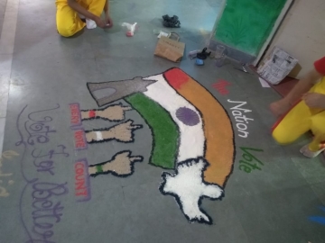 Rangoli Making Competition on Importance of Voting